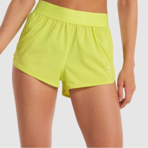 GYMSHARK | Neon Yellow Green Loose Fit Training Shorts Women’s Size Large - Picture 1 of 9